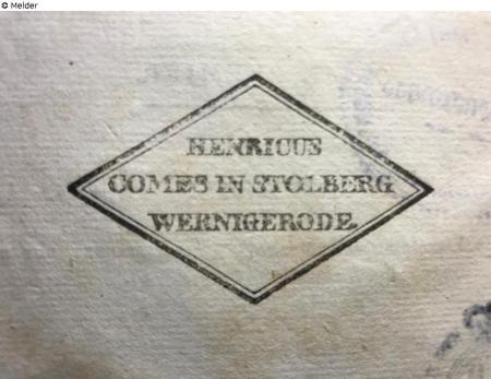 Ex libris Graf Henrich zu Stolberg-Wernigerode (1772-1854)